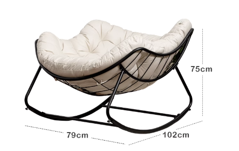 Sedia a dondolo + cuscino imbottito in tessuto tecnico