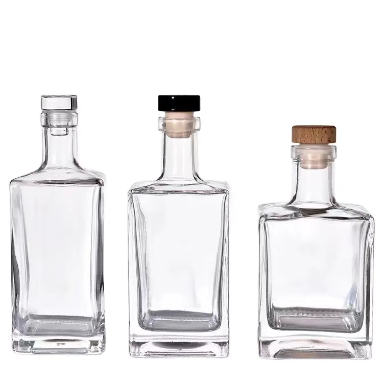 Decals Coating Vodka Brandy Whiskey Transparent Glass Decorative Bottles For Alcohol