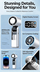 Portable Handheld Electric Fan - USB Rechargeable, 4000 mAh, Mini Adjustable Air <b>Cooler</b>, Compact & Quiet for Travel & Home Use - Product Image 6