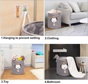Opvouwbare waterdichte ronde wasmand van linnen & EVA-materiaal voor het organiseren van kleding, beddengoed en speelgoed - grote capaciteit opbergruimte - Product Image 5