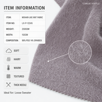 Tissu tricoté extensible effet mohair teint, 96% Poly 4% Spandex, 250GSM, 153cm, chaud, doux, confortable, épais, pour pulls amples en maille pour filles