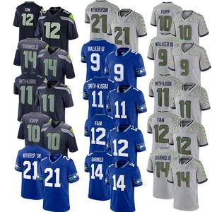 Vente en gros de vêtements pour hommes, style tendance, Seattle City 14 #   Darnold 11 # Smith-Njigba # 10 Kupp # Maillot de football américain cousu 12 FAN - Product Image 1