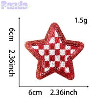 Lentejuelas Rosa brillo a cuadros 2,36 pulgadas estrella parche camionero sombrero estrella parche bordado lentejuelas a cuadros hierro en parche
