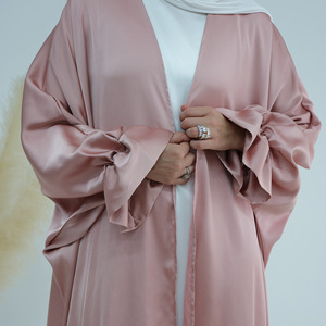 Eid Mubarak Ramadan: Novo Kimono Turbante Aberto Dubai para Mulheres Muçulmanas - Vestido Longo de Cetim Poliéster com Manga Comprida, Elegante para o Verão Islâmico - Product Image 6