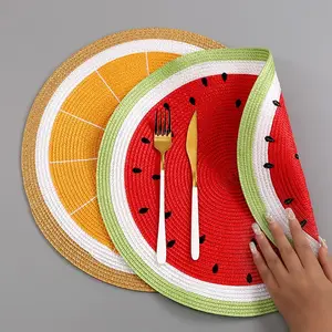 Frutta Design Eco-Friendly ins di anguria limone ricamo tabella mat PP pvc tessuto tovagliette per la parte superiore del tavolo