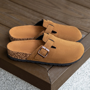 <b>Clogs</b> Closed Toe Faux Suede Rubber Outsole Cork Lining Anti Slippery Summer Fashion Men Women Outdoor Wear - Product Image 2