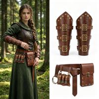 Ensemble médiéval en cuir PU - Équipement de gardes avec rivets, pochette, accessoires de festival Renaissance, LARP, costume gothique, cosplay viking unisexe