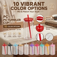 Gobelet personnalisé en plastique PS 16oz réutilisable vierge pour sublimation avec paille, compatible lave-vaisselle, écologique, pour promotion et bureau
