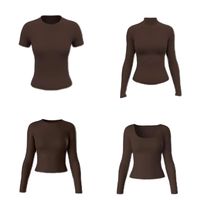 Fabricantes OEM de ropa personalizada Top De Mujer Poly Spandex Jersey doble capa camiseta trajes para Mujer camisetas 2024 primavera