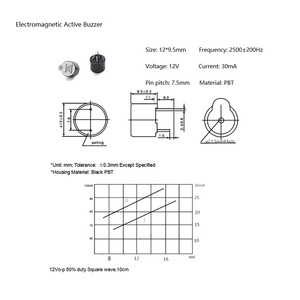 DC 5V 12V 12095 12A05 12*9,5 MM alarma zumbador magnético activo para termómetro infrarrojo <span class=keywords><strong>Industrial</strong></span> - Product Image 3