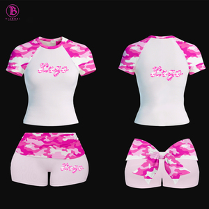 Nuovi Arrivi 2026: Completo Estivo da <span class=keywords><strong>Donna</strong></span> Due Pezzi con Stampa Camouflage, Set <span class=keywords><strong>Casual</strong></span> con Shorts e Fiocchi Coordinati - Product Image 1
