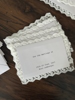 Carte d'invitation artisanale à bordure dentelle avec enveloppe à rabat en V OEM, carte de vœux d'anniversaire, enveloppes dentelle, invitation de mariage de luxe