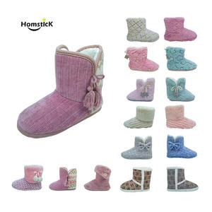 Chaussons bottes en velours côtelé rose pour femmes avec pompon, doublure polaire, chaussures d'hiver, vente en gros, MOQ 500, Distributeur - Product Image 5