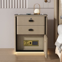 Table de chevet intelligente extensible moderne avec chargeur sans fil, éclairage LED et rangement sécurisé pour chambre, appartement, hôtel, hôpital
