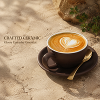 Ensemble tasse et soucoupe en céramique raffinée pour l'art du latte et le service du café, approvisionnement direct usine pour les torréfacteurs de café de spécialité
