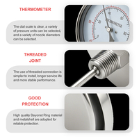 1 4 Inch (100mm) Full Stainless Steel Bimetal Thermometer 0-120C Back Stem IP65 Waterproof OEM/ODM Available Anti-Burn