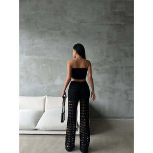 Ensemble en tricot crocheté d'automne 1040 doublé avec imprimé décontracté, col à capuche, coupe ample - Product Image 1