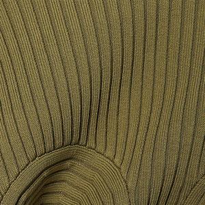 Nuevo Vestido de Punto a la Moda, Color Verde Militar, con Aberturas, Tejido Acanalado, Estilo Midi, Informal - Product Image 6