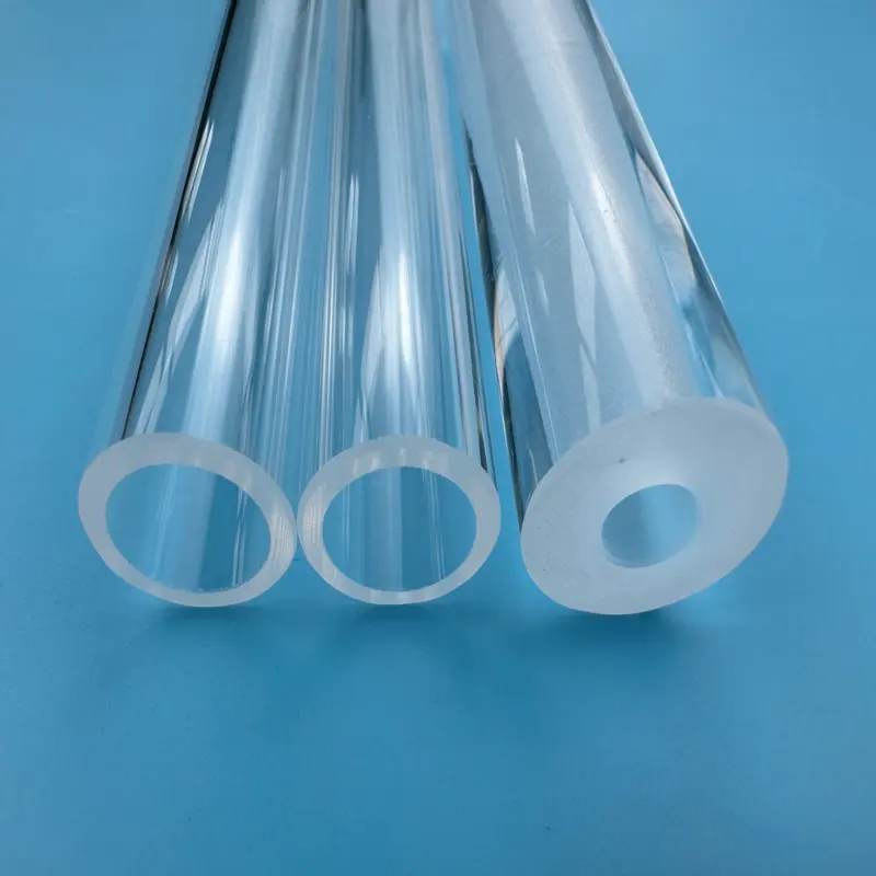 Disesuaikan tahan suhu tinggi kemurnian tinggi transparan casing kuarsa menyatu kaca kuarsa tabung berbagai ukuran