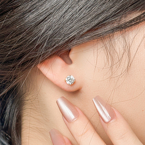 Boucles d'oreilles clous en diamant de laboratoire Starsgem, or massif 10K plaqué rhodium, 0,3-2,0 carats par paire, taille brillant, solitaire classique - Product Image 6