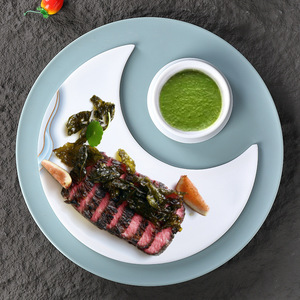 Juego de platos artísticos redondos de melamina para hotel y restaurante, plato para servir con diseño de estrella y luna, bandeja para platos fríos - Product Image 2
