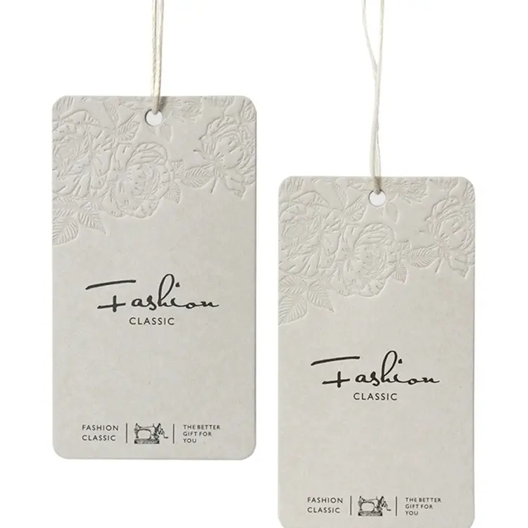 Accessori di abbigliamento personalizzati di Design di moda stampa goffrato cartellini di carta con il tuo Logo per l'abbigliamento