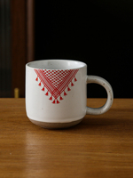 Taza de Cerámica Moderna de 150 ml con Borlas Geométricas Estilo Bohemio, Taza de Café Retro con Diseño Moteado, Saludable y en Stock