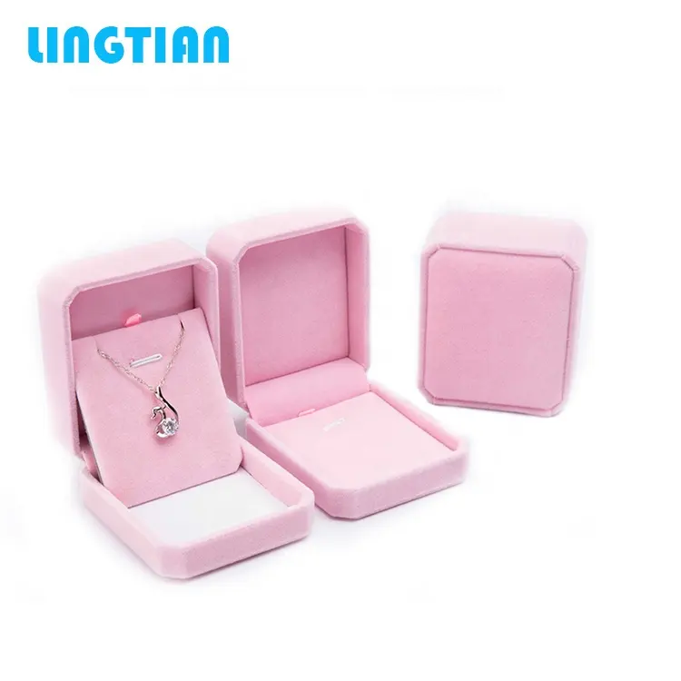 Stock velvet gift box for jewelry 10 colors flocked ring pendant bracelet jewelry packing box