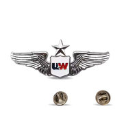 Badge de revers 3D en métal personnalisé pour pilote de vol, motif aile, accessoire d'uniforme scolaire d'aviation, look d'honneur