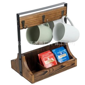 Wooden desktop water cup <b>rack</b>, hanging <b>drain</b> <b>rack</b>, tea bag and coffee bag organizer, wooden compartmentalized storage <b>rack</b> - Product Image 4
