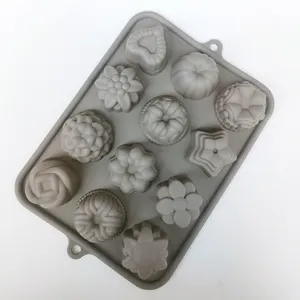 Moules à muffins antiadhésifs en Silicone, moule à Dessert à fleurs 3D, outils de décoration