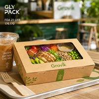 Boîte à lunch en papier kraft personnalisée avec fenêtre transparente en PET, emballage alimentaire biodégradable pour hamburgers, biscuits, à emporter