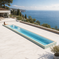 Piscine en fibre de verre de 40 pieds de style Instagram avec terrasse intégrée, installation rapide, piscine préfabriquée pour complexes hôteliers et gîtes de charme