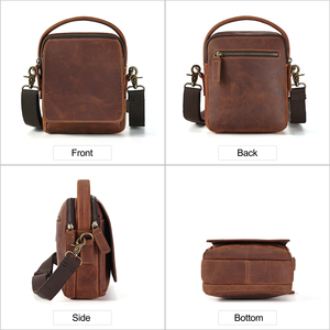 हाई-एंड पुरुषों के पागल घोड़े चमड़े के बड़े-क्षमता आकस्मिक यात्रा बैकपैक व्यवसाय कंप्यूटर ले जाने वाले मैसेंजर बैग - Product Image 4