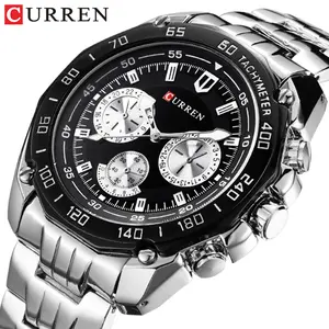 CURREN 8077 Erkekler quartz saat Paslanmaz Çelik Kayış Kol Saati Moda Iş Tarzı relojes hombre