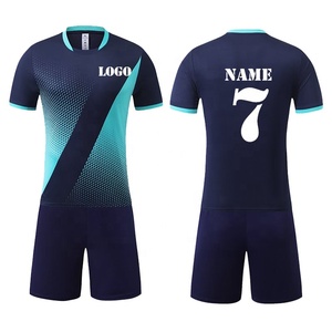 Ensemble d'uniformes de maillot de football de qualité op <span class=keywords><strong>Short</strong></span> de maillot de football thaïlandais blanc et bleu Kits de football d'équipe pour hommes bon marché - Product Image 5