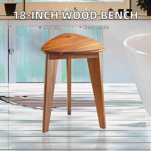 Banc de douche moderne en bois d'acacia de 18 pouces, repose-pieds d'angle étanche avec nettoyage facile pour salle de bain et baignoire - Product Image 2