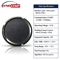 Module capteur USB de lecteur d'empreintes digitales biométrique BFM530E avec stockage pour 100 utilisateurs et écran tactile pour système de contrôle d'accès de serrure de porte intelligente