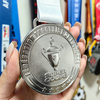 Médaille de Coupe de Football Personnalisée en Alliage de Zinc, Moulage 3D, Émail Souple, Récompense avec Ruban, Vente en Gros