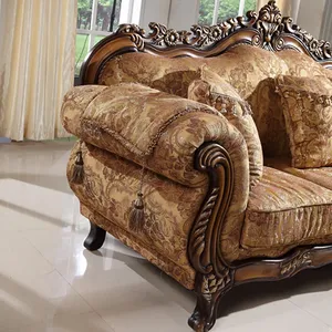 2024 antique wooden sofa set solid,7 seater luxury lounge sofa with wood, arab middle east style sofa