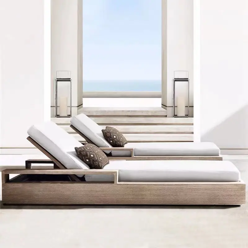 Sedia da spiaggia moderna per il tempo libero mobili da esterno lettino da sole piscina in legno lettino da spiaggia