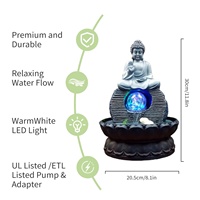Fontaine d'intérieur élégante Ganesha Bouddha à cascade, cascade apaisante, LED, pour la maison, le bureau, ornements de fontaine de bureau