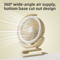 Lampe de Nuit LED avec Ventilateur Portable USB Rechargeable à 3 Vitesses pour Bureau et Maison