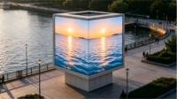 Affichage LED numérique en colonne carrée P4 pour l'extérieur, système d'écran vertical personnalisé pour la publicité, le contenu publicitaire et la communication publique