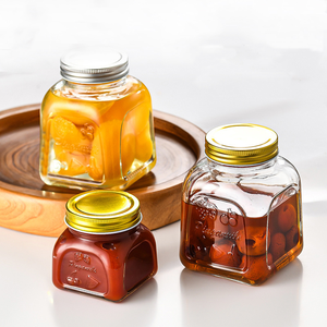 Pot <span class=keywords><strong>de</strong></span> conservation en verre transparent <span class=keywords><strong>de</strong></span> <span class=keywords><strong>luxe</strong></span> 250ML 500ML 750ML pour miel, confiture, pâte <span class=keywords><strong>de</strong></span> nid d'oiseau, sauce chili, épices, avec couvercles à vis - Product Image 1