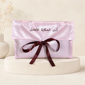 Custom Logo Premium Print Satin Envelope Pouch <b>Ribbon</b> Bow Gift Bag Scarf Clothing Wig Lingerie Accessories Wholesale OEM - Product Image 2