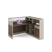 Poste de travail en forme de L avec armoire de rangement, écran en verre et tiroir pour bureau d'équipe, vente en gros directe d'usine