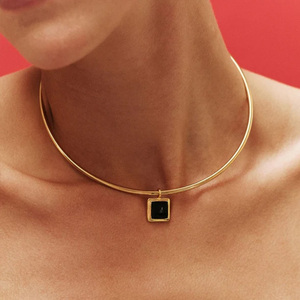 Collar de Metal Clásico de Moda, Latón con Oro y Plata, Multi-Colgante, Elegante Collar con Elementos Cuadrados <span class=keywords><strong>Oliva</strong></span> para Mujer - Product Image 6