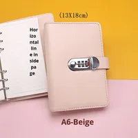 Carnet à spirales en cuir PU XR A6, journal à feuilles mobiles avec serrure numérique et mot de passe, organiseur de budget