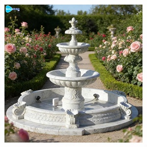 Moderne Fontane a Cascata in Marmo Bianco Naturale per Giardini Esterni in Vendita - Product Image 3